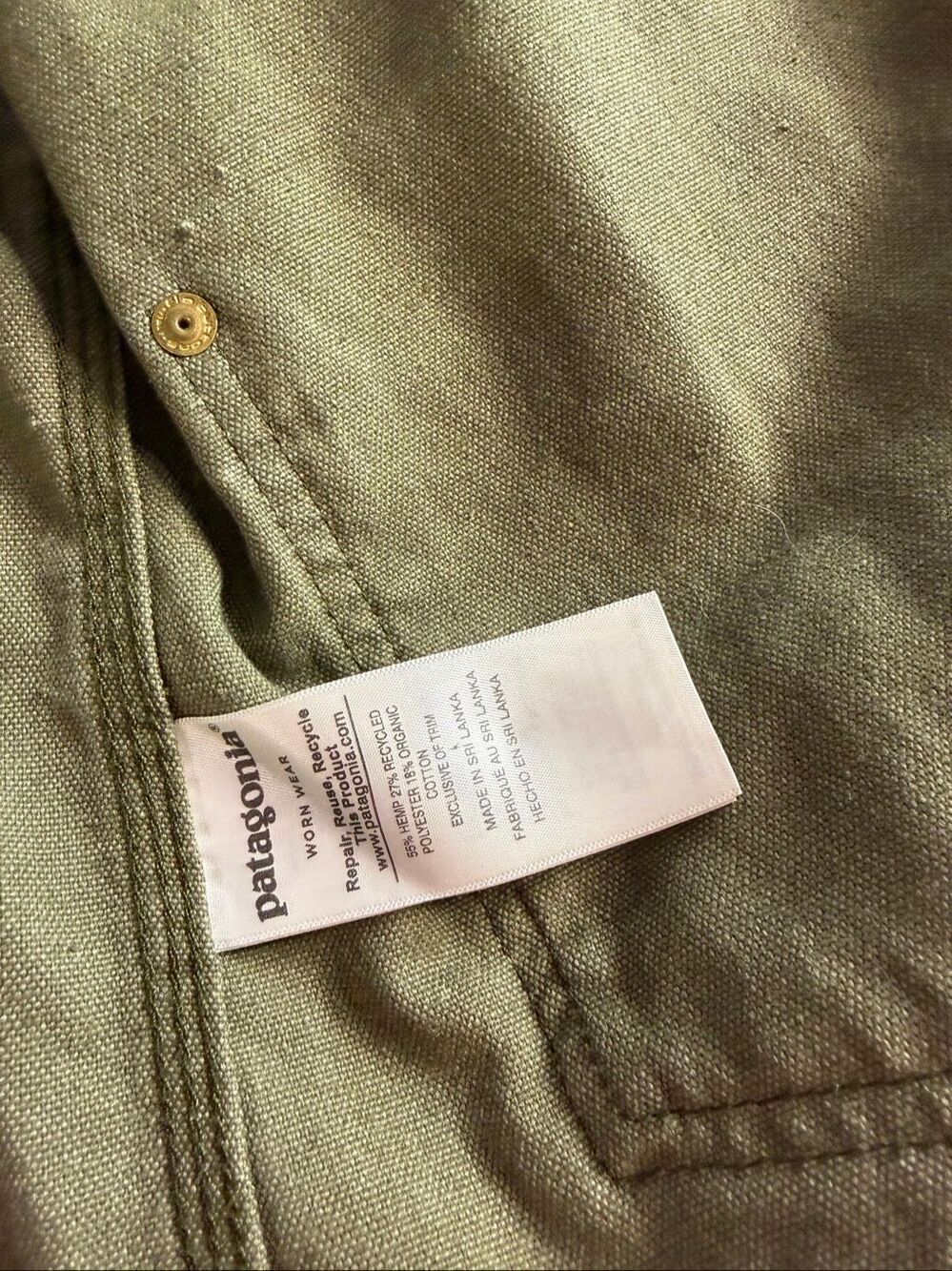 Patagonia Jacket Women’s Green All Seasons Hemp Canvas Chore Coat Size Small - Picture 4 of 12